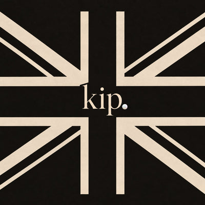 The kip wordmark on a bone and black Union flag. Made in the UK.