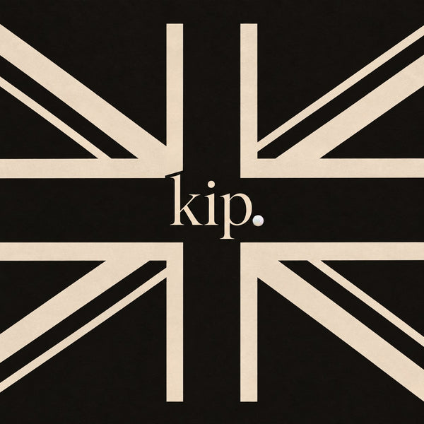 The kip wordmark on a bone and black Union flag. Made in the UK.
